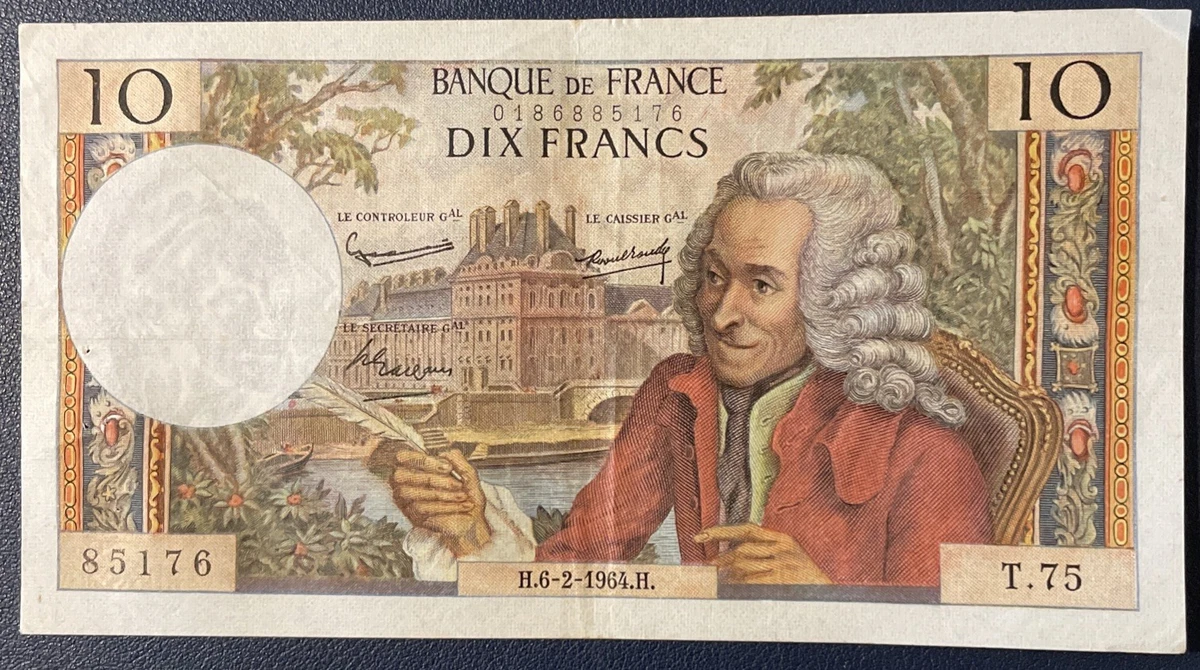 Plaque Métal Déco – Billet De 10 Francs – 30 X 20 Cm