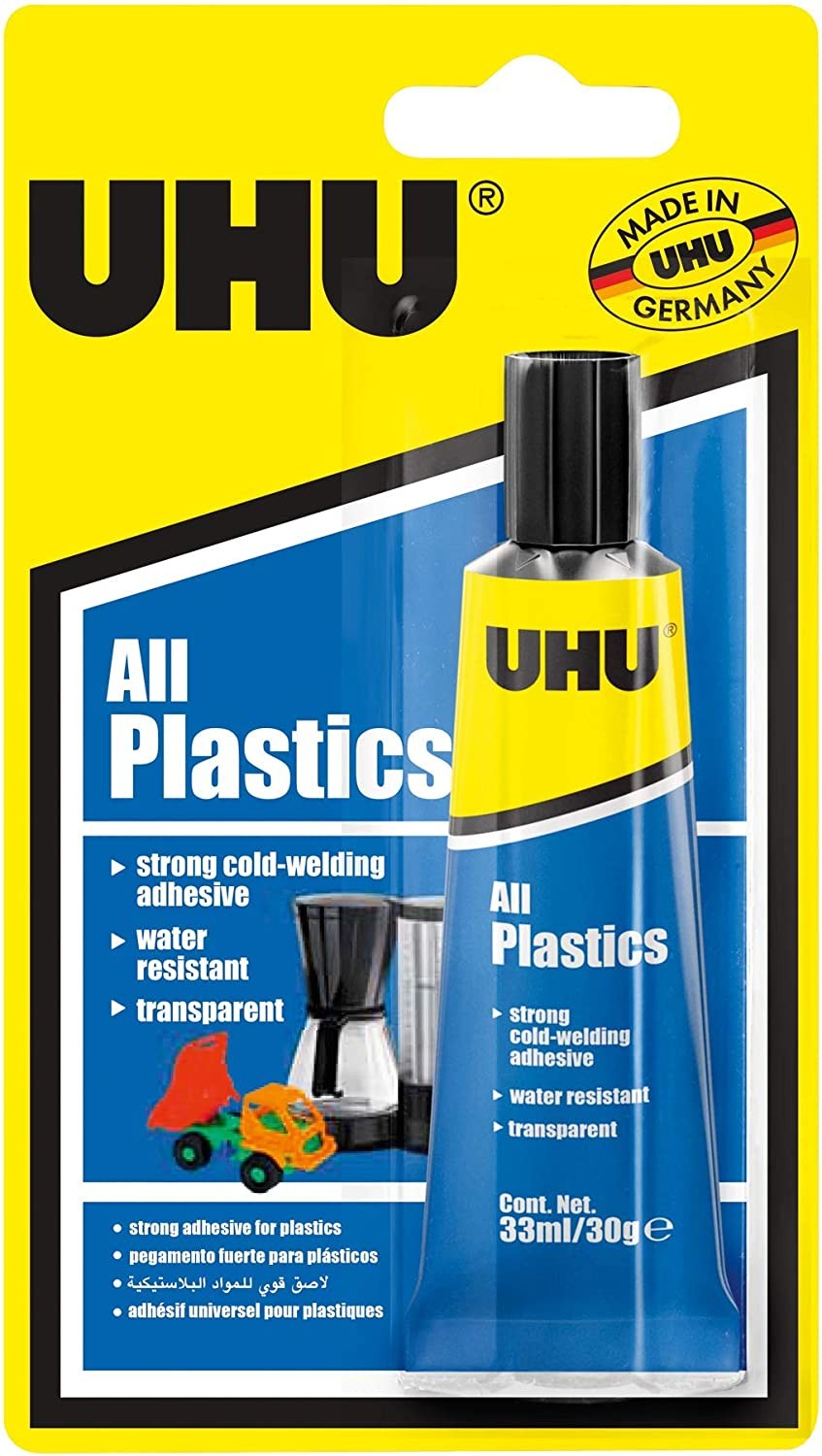 UHU Universal All Plastic Adhesive Glue Transparent Universal Strong 33ml Tube