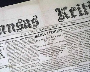 CONCORDIA KS Cloud County Kansas Smoky Hills Great Plains Region 1888 Newspaper