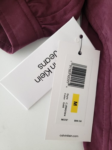 Calvin Klein Damen Medium Knopfleiste lila Pflaume Bluse kurz Puffärmel neu mit Etikett - Bild 16 von 18