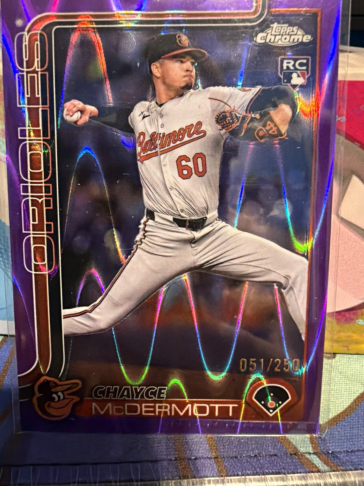 Topps 2025 Topps Chrome Chayce McDermott RC Purple Raywave #266 /250