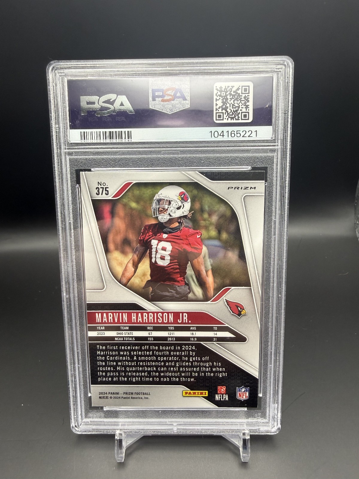 2024 Panini Prizm - Rookies Marvin Harrison Jr. #375 Green Ice Prizm PSA 9 (RC) view 2