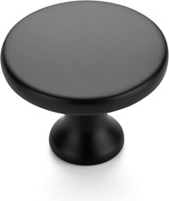 Matte Black round Kitchen Cabinet Knobs Pulls 1-1/4 Inch 30 Pack  Zinc Alloy, S