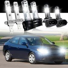 Para For Hyundai Elantra 2007-2010 faro LED blancos + Kit de luces antiniebla 6x