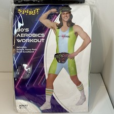 Spirit Halloween Adult 80s Aerobics Workout Leotard Costume Extras Men s L XL