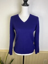 Charter Club 100% Cashmere V-Neck Sweater Purple XS Long Sleeve Luxury Soft Girl