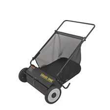 26 Inch Push Lawn Sweeper, Leaf and Grass Collector with 7 Cu.Ft Mesh Bag, 4 ...