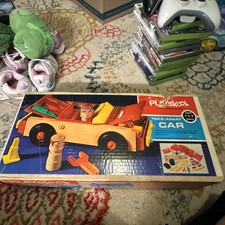 Vintage 1970s PLAYSKOOL TAKE-APART WOODEN /PLASTIC CAR Complete Opened Box