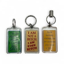 VINTAGE KALAN LUCITE KEYCHAINS LOT OF 3 FUNNY 90s