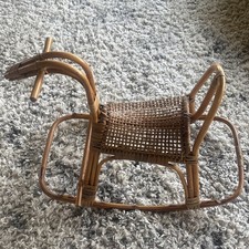 Vintage Franco Albini Wicker Bamboo Rattan Rocking Horse