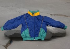 Vintage 80s90s In DESIGN Kids Colorblock Windbreaker Blue Yellow Green Approx 2T