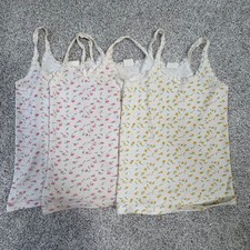 Vintage JCPenney Girl Floral Lace-Trim Camisole Tops 4 Set Of 3 50 Cot 50 Poly