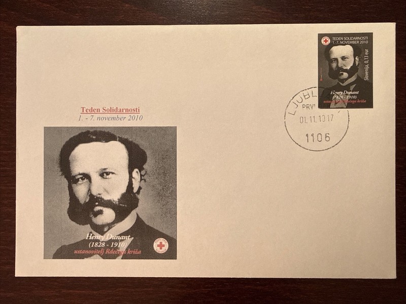 SLOVENIA FDC COVER 2010 YEAR RED CROSS DUNANT HEALTH MEDICINE STAMPS