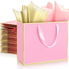 12 Pack 12 Pack Metallic Paper Gift Bag with Handles and Tissue Paper 11.8 x 10 
