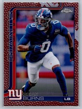 Brian Burns 2025 Topps Chrome Pigskin Football Leather Refractor Giants #234