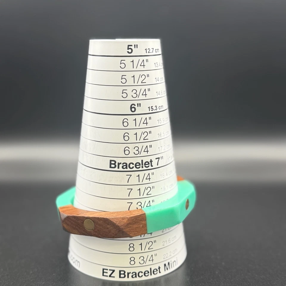 Brazalete Brazalete con Bisagras Esmalte Madera y Aqua Tono Dorado Foto 2 de 2