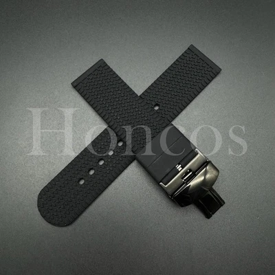 18 20 22 MM Black Tire Rubber Watch Band Strap Clasp fits Bulova quick release - Photo 1/4