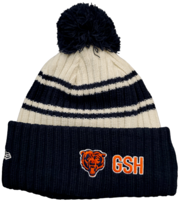 Chicago Bears Sideline Sport Cuffed Pom Knit Hat Cream/Navy Bear