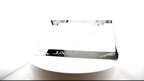 Chrome Polished Fit Jaguar Laser Etched Engraved License Plate Frame Screw Cap - Video 1 of 1