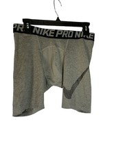 Nike Pro Men Sz L Gray Black Logo Compression Active Training Run Shorts 10  
