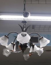 LAMPADARIO A SOSPENSIONE IN FERRO BATTUTO 5 LUCI VERDE