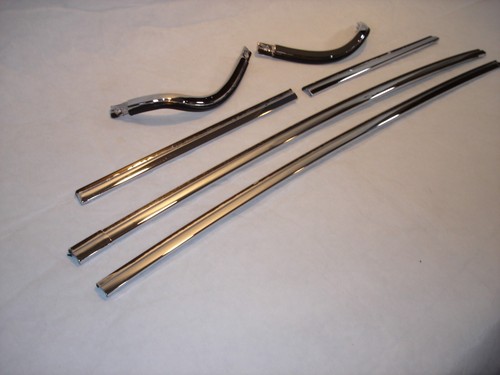 1989-1993 CADILLAC COUPE DEVILLE SOFT VINYL TOP CHROME TRIM SURROUND - 6 PC - Picture 3 of 11