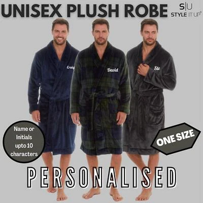 STYLE IT UP Personalised Unisex Mens Womens Dressing Gown Shawl Bath Robe Snuggle Fleece