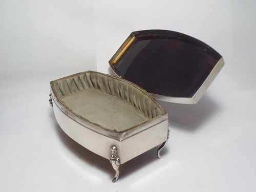 ANTIKES SCHMUCKKÄSTCHEN STERLINGSILBER & KUNSTSCHILDPATT, BIRMINGHAM 1915 - Bild 6 von 13