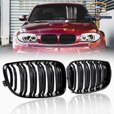 Gloss Black Front Kidney Double Grill For BMW E81 E82 E87 E88 1-Series 2007-2013