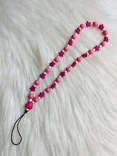 Y2k Boho Beaded Phone Charm Strap Pink Star New Handmade Birthday Gift