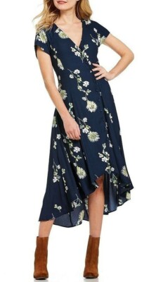 navy casual midi dress Petal and Pup Women's Santiago Off Shoulder Midi Dress