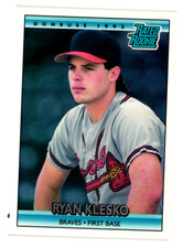 1992 Donruss Baseball Card #13 Ryan Klesko Atlanta Braves Rookie RC      . rookie card picture