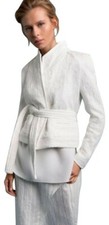 IRO Hawaispe White Cotton Jacquard Jacket Belted NWT 478 SZ 38 US 6