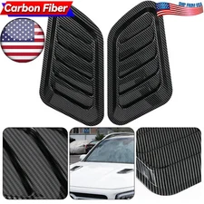 2X Carbon Fiber Car Cooling Bonnet Louver Hood Air Flow Intake Vent Scoop Cover-