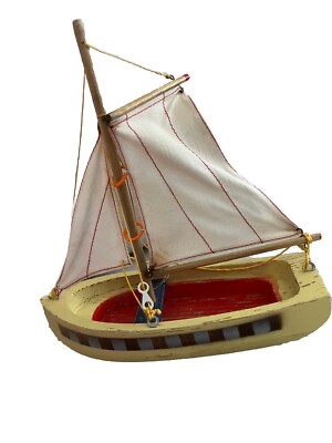 Vintage Boat Wooden Hanse Sailboat Made In GDR Circa 1940s RARE