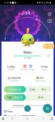 Pokemon Go Shiny Natu ( Stage 1 )