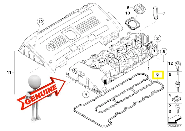 宝马 E88 E82 E90 E92 E93 E60 E61 F01 F02 X6 Z4 发动机阀盖垫片 正品 — 第 2/4 张图片