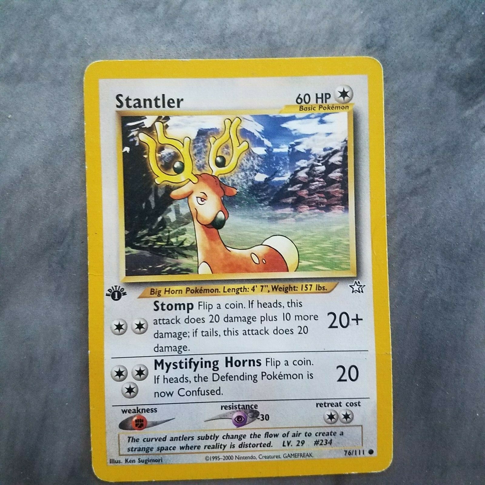 Stantler 1st Edition Common 76/111 Neo Genesis Pokemon TCG Card NM 2000