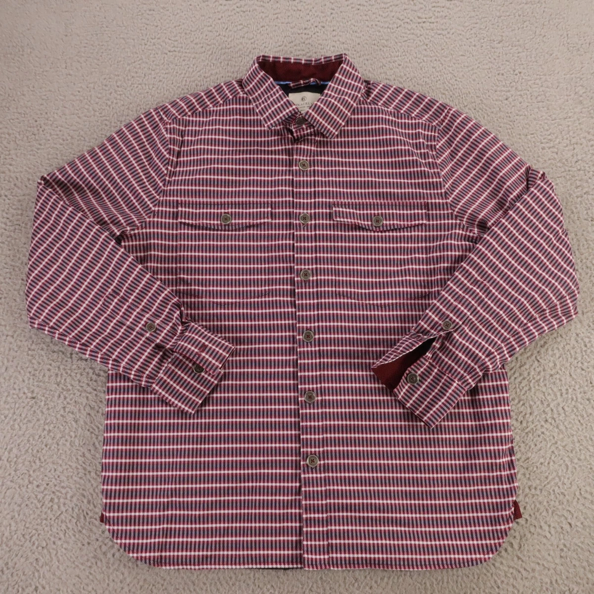 Construct Shirt Jacket Mens Large Blue Red Plaid Cotton Twill Lined