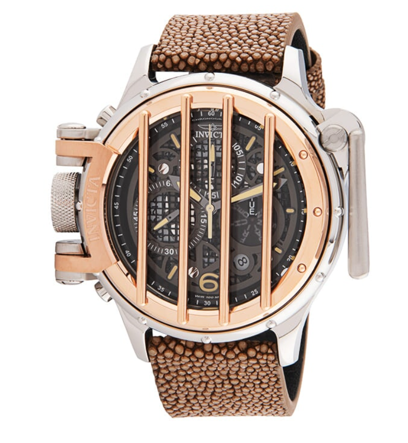 Invicta Vintage Crossbar Mens 52mm Leather Chronograph Watch 33281 RARE