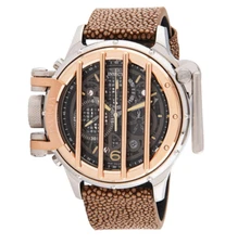 Invicta Vintage Crossbar Mens 52mm Leather Chronograph Watch 33281 RARE