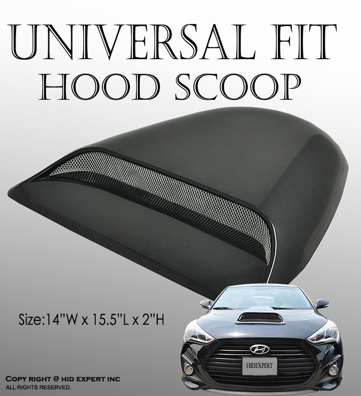 JDM Universal Black ABS Plastic Racing Air Flow Vent Turbo Hood Scoop Cover A65