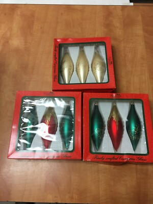 #ad #ad Sears Glass Christmas Ornaments by European Craftsmen Set of 9 In Box 5quot; $29.99