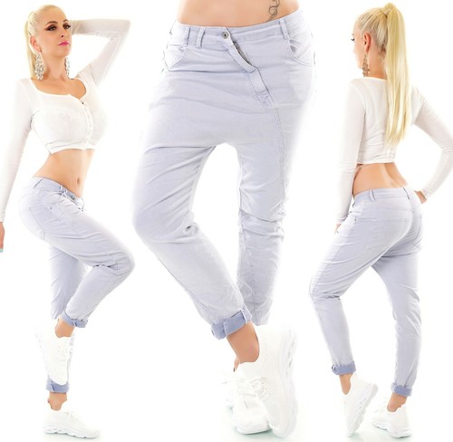 Damen Jeans Hose Baggy Boyfriend Harem Chino Denim Schräger Zipper XS-XL - Bild 5 von 40