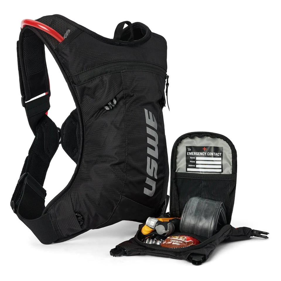USWE MTB Hydro 3L Hydration Pack w/2.0L/ 70oz Bladder Cycling MTB Gravel - Black - Image 3 of 4