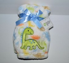 Baby Gear Boy Green DINOSAUR Dino Star Fleece Blanket Lovey 30x40 Plush HTF