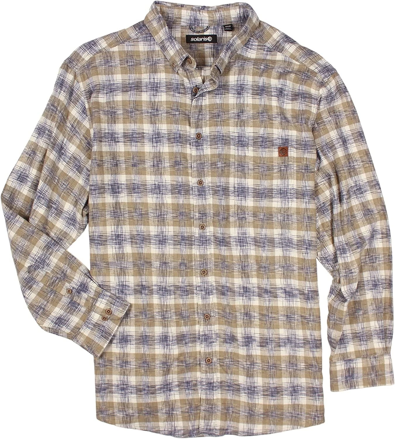 Solaris Outdoors Men's SZ 2XL-Tall Space dyed Plaid LS Pocket Button up Shirt