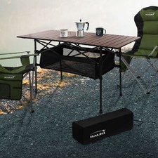 Table de camping pliante marron aluminium 118x55x64,5 cm avec sac de transport