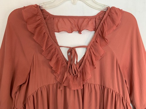 Band Of Gypsies Top Women’s Ruffle Fairycore Boho Sheer Peasant Flowy Y2K Sz S - Picture 2 of 8