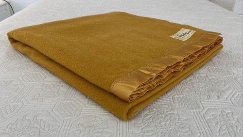 Onehunga Princess NZ Pure Wool Blanket Single Mustard Yellow 235 cm x 155 cm